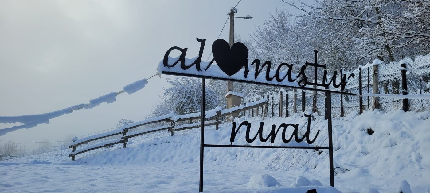 The ALMASTUR sign covered in snow